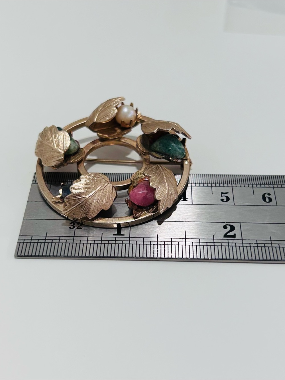 Sarah Coventry Brooch and Clip On Earrings Set Floral Circle Faux Pearl Stones - Picture 8 of 15